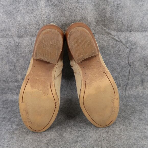 Sam Edelman Shoes Womens 7.5 Bootie Fashion Petty Leather Classic Tan Block Heel - Picture 10 of 14